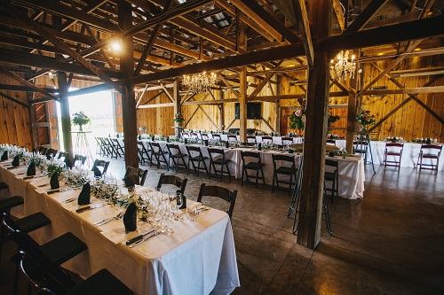 Interior view of the highly reviewed Tobacco Barn event venue at Farmer and Frenchman Winery in Henderson, KY.