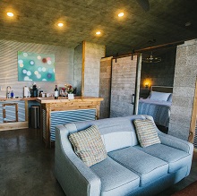 Interior view of the overnight cabins at Farmer & Frenchman